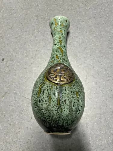 Vintage Drip-Glaze Pottery 'Furui Zhilan' Crackle-Glaze Garlic-Head Vase