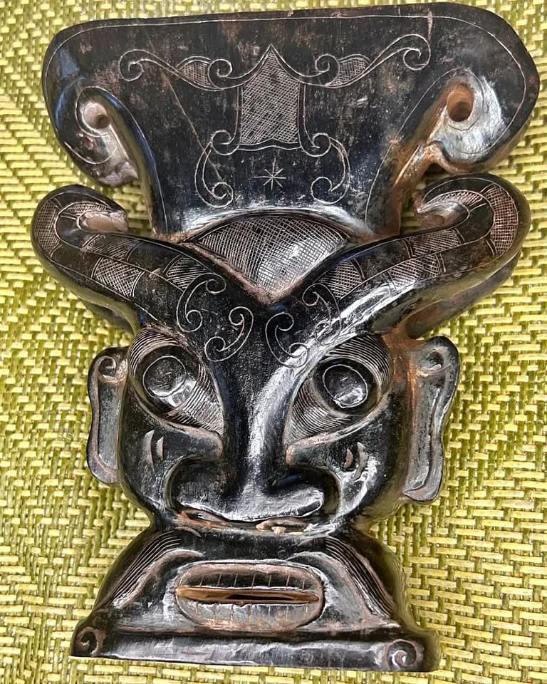 Carved Black Stone Mask Bust