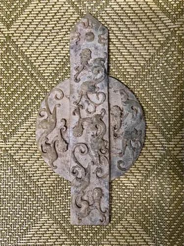 Chinese Carved Jade Bi Disc with Gui Tablet, and Han Dynasty Chilong Jade Sword Slide