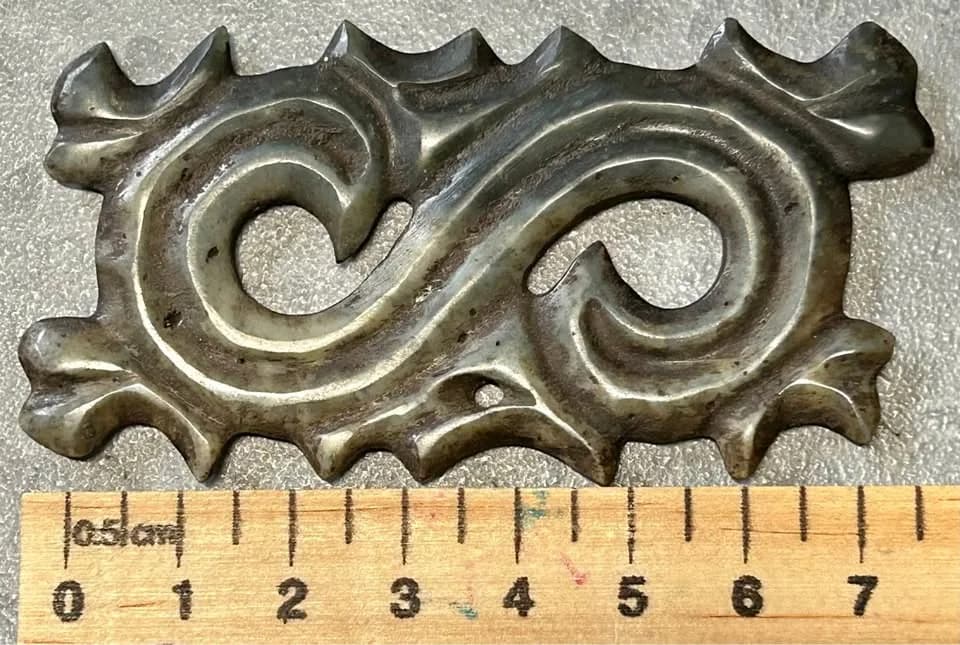 Vintage Carved Stone Scroll Ornament