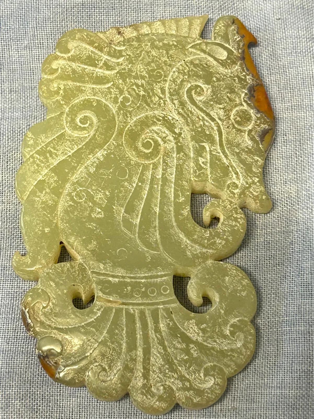 Warring States Jade Pendant with Phoenix Motif and Patina