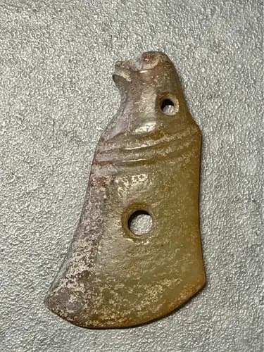Vintage Carved Stone Bird Axe Head Artifact