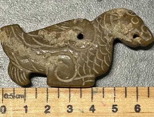 Vintage Carved Jade Bird Pendant, Shang and Zhou Dynasties