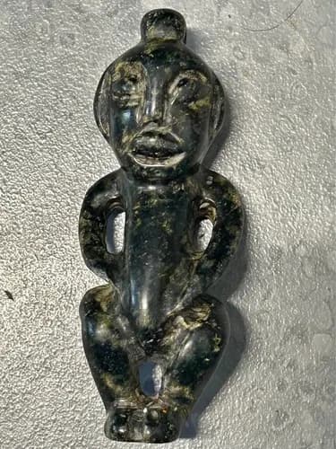 Hand-Carved Dark Green Stone Human Figurine
