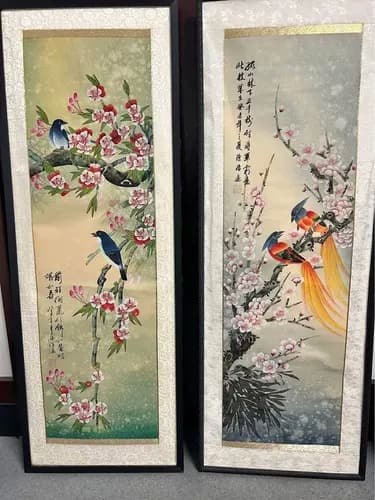 A Pair of Bird-and-Flower Paintings by Chen Hao