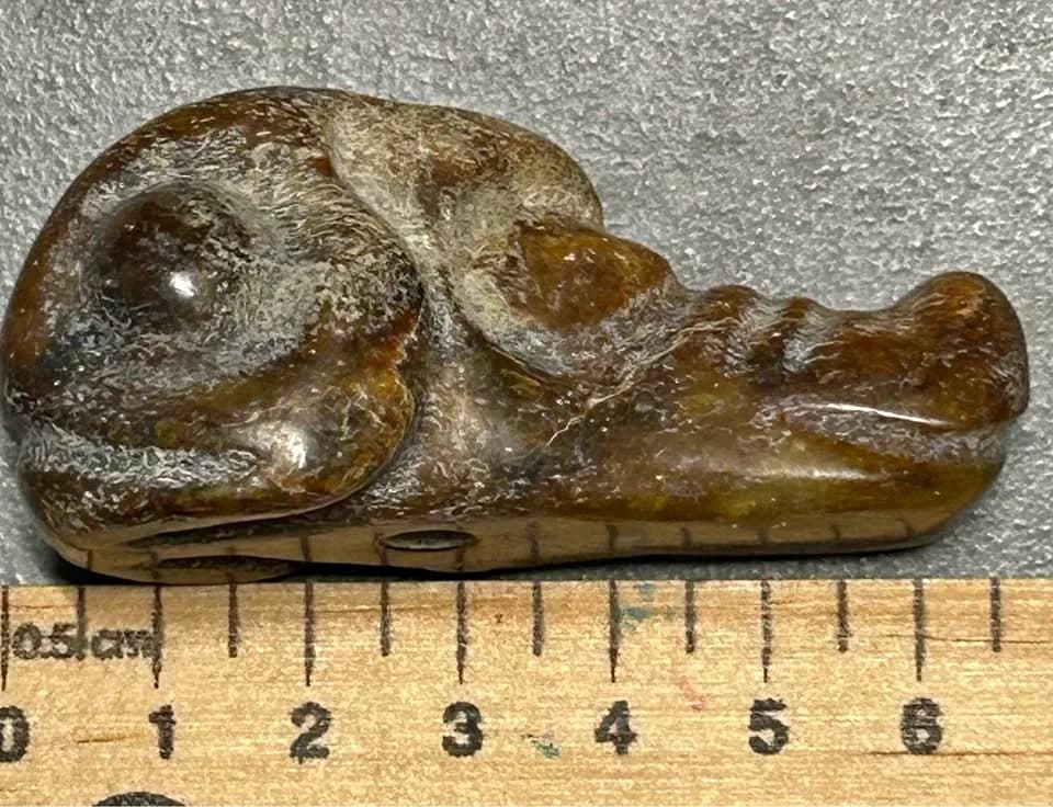 Hand-Carved Stone Animal Amulet Pendant, Hongshan Culture Jade Fish-Head Pendant