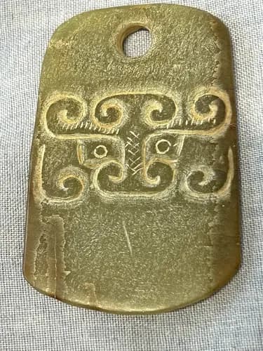 Warring States Jade Plaque Pendant with Scrolling-Cloud and Beast-Mask Motif